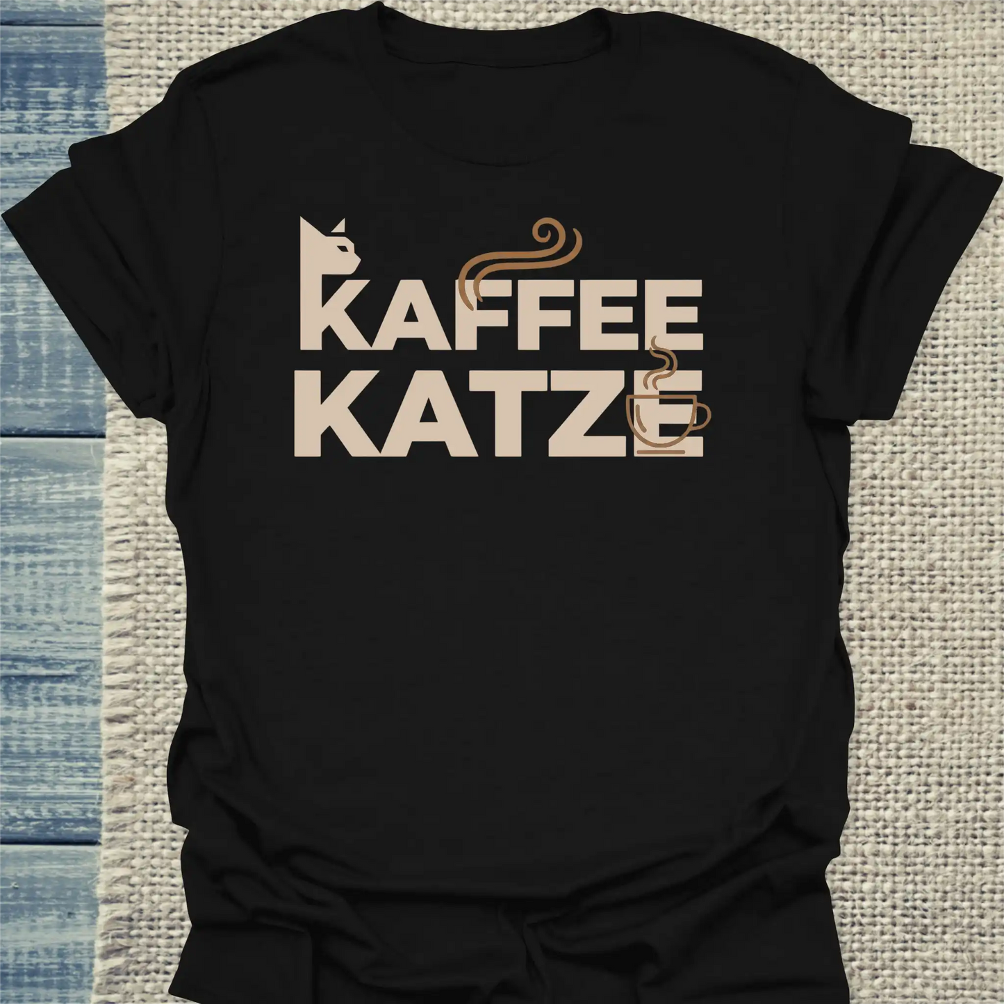 T-Shirt - Kaffee - Katze - Unisex - Katze & Kaffee Schwarz