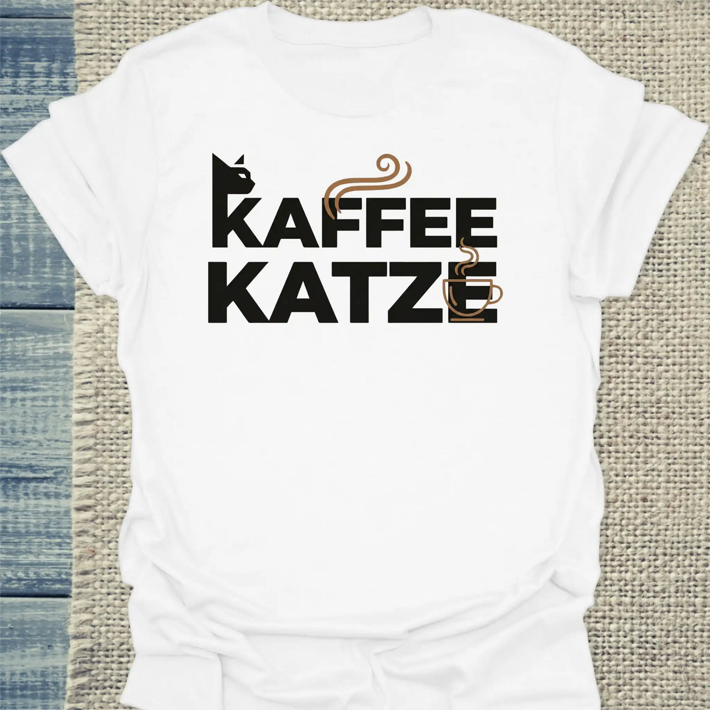 T-Shirt - Kaffee - Katze - Unisex - Katze & Kaffee Weiß