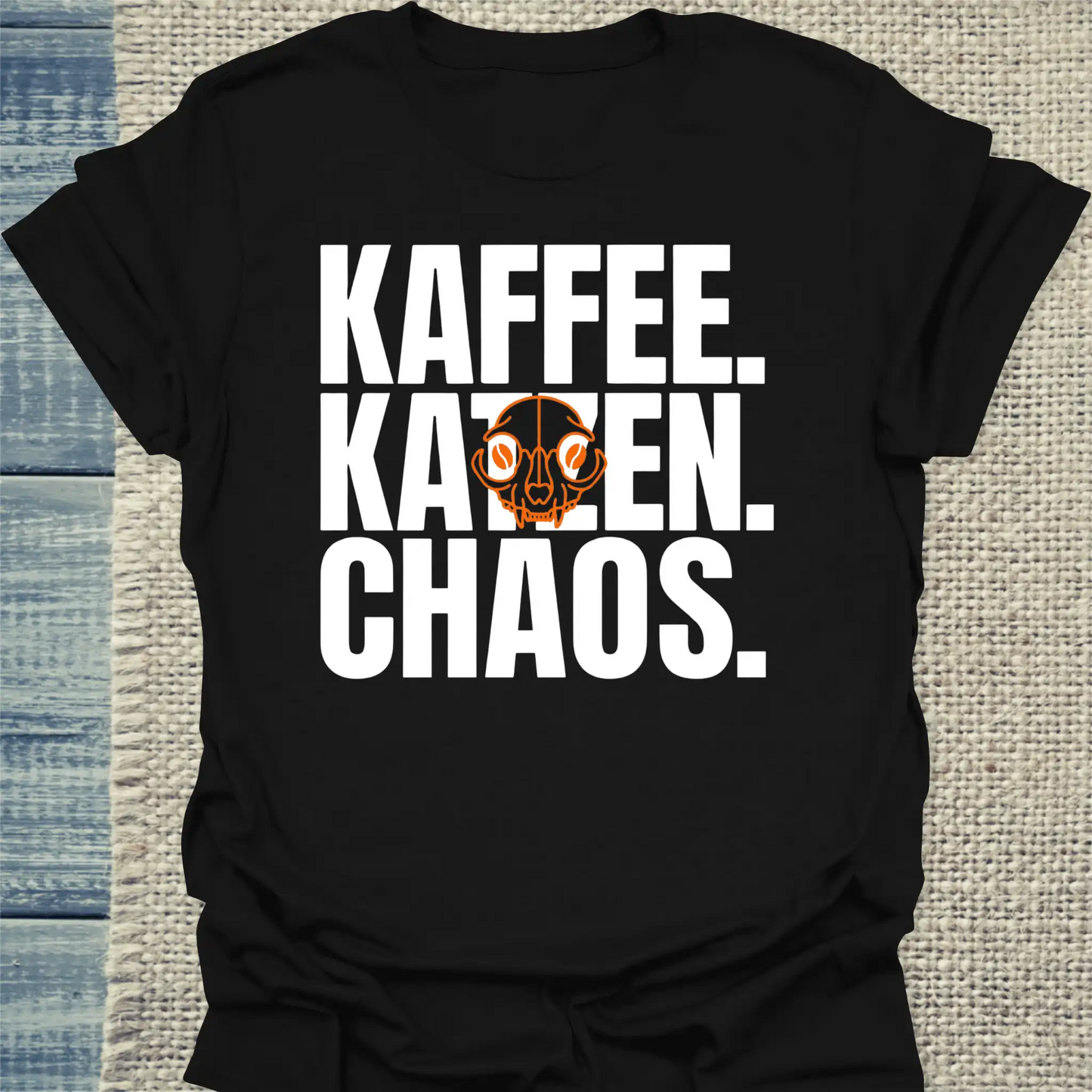 T-Shirt - Kaffee. Katzen. Chaos - Unisex - Katze & Kaffee Schwarz