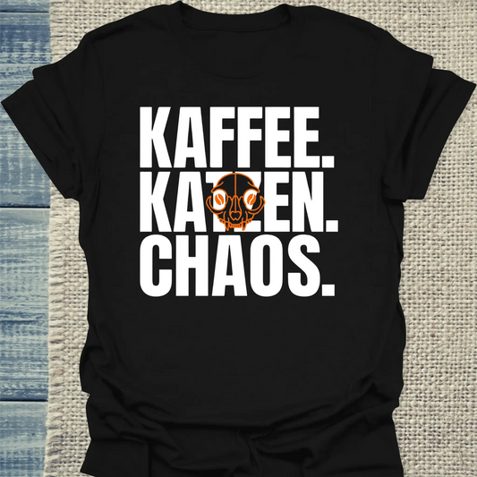 T-Shirt - Kaffee. Katzen. Chaos - Unisex - Katze & Kaffee Schwarz