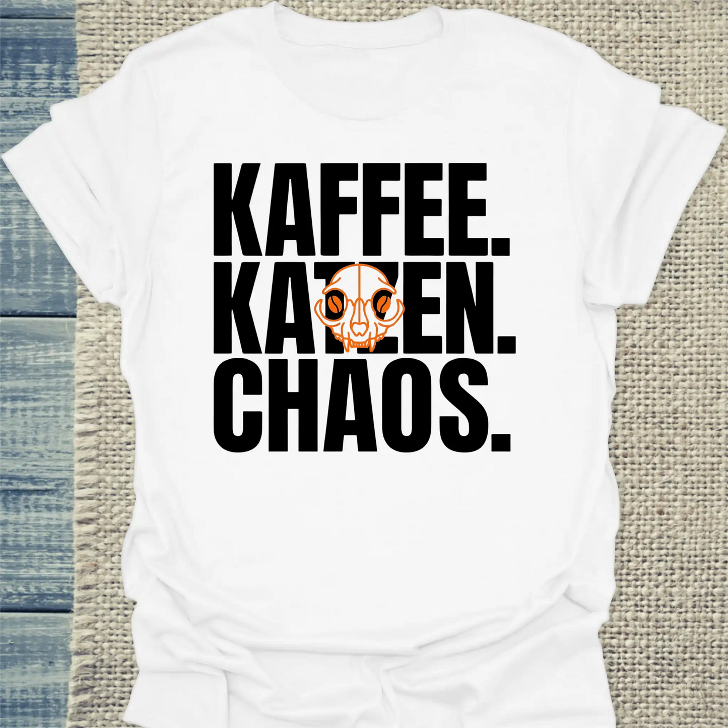 T-Shirt - Kaffee. Katzen. Chaos - Unisex - Katze & Kaffee Weiß