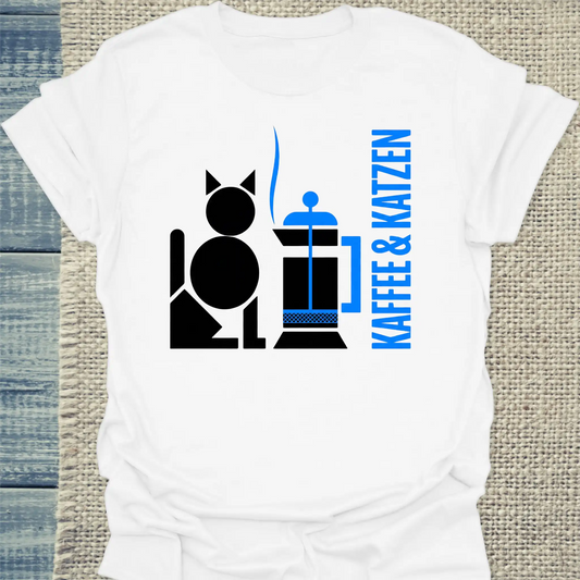 T-Shirt - Kaffee & Katzen - Unisex - Katze & Kaffee Weiß