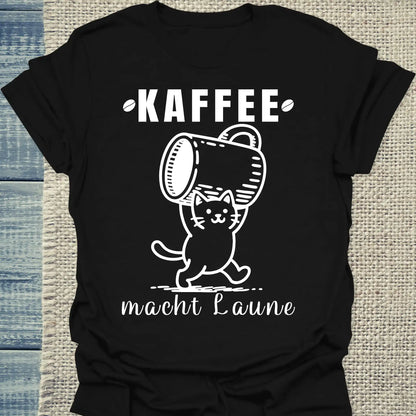 T-Shirt - Kaffee macht Laune - Unisex - Katze & Kaffee Schwarz