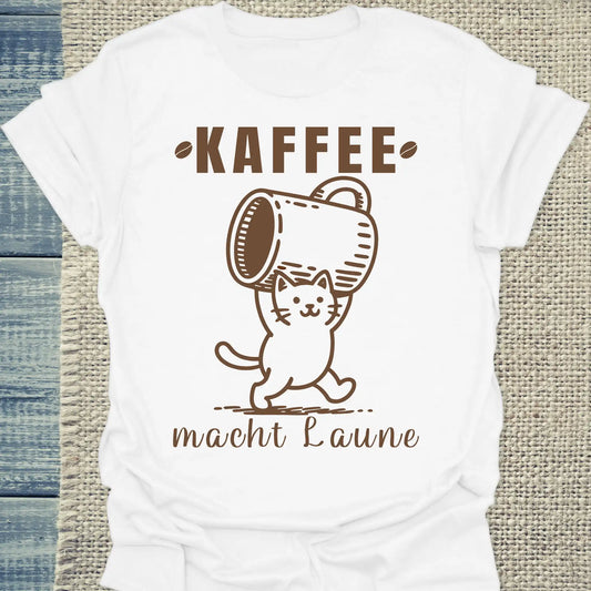 T-Shirt - Kaffee macht Laune - Unisex - Katze & Kaffee Weiß