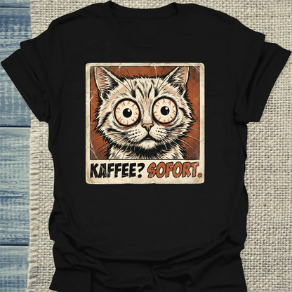 T-Shirt - Kaffee? Sofort - Unisex - Katze & Kaffee Schwarz