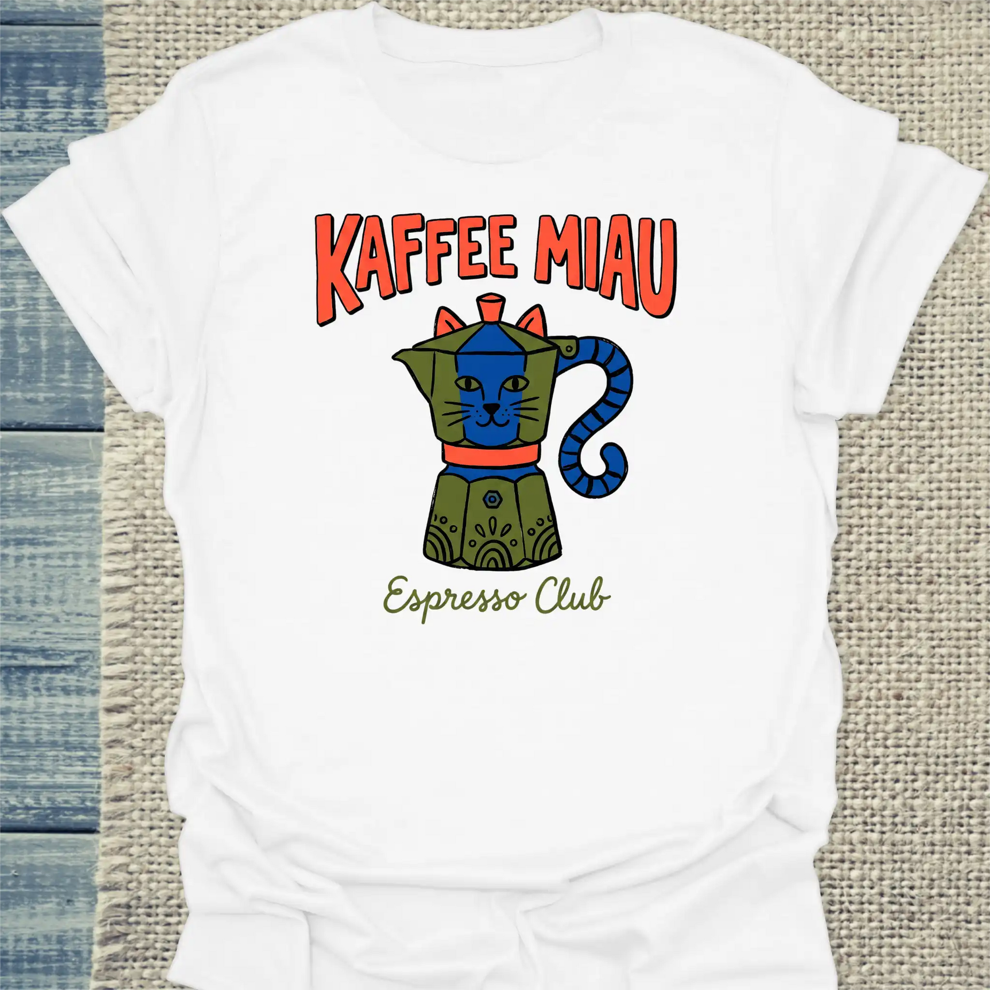 T-Shirt - KaffeeMiau Espresso Club - Unisex - Kaffee Weiß