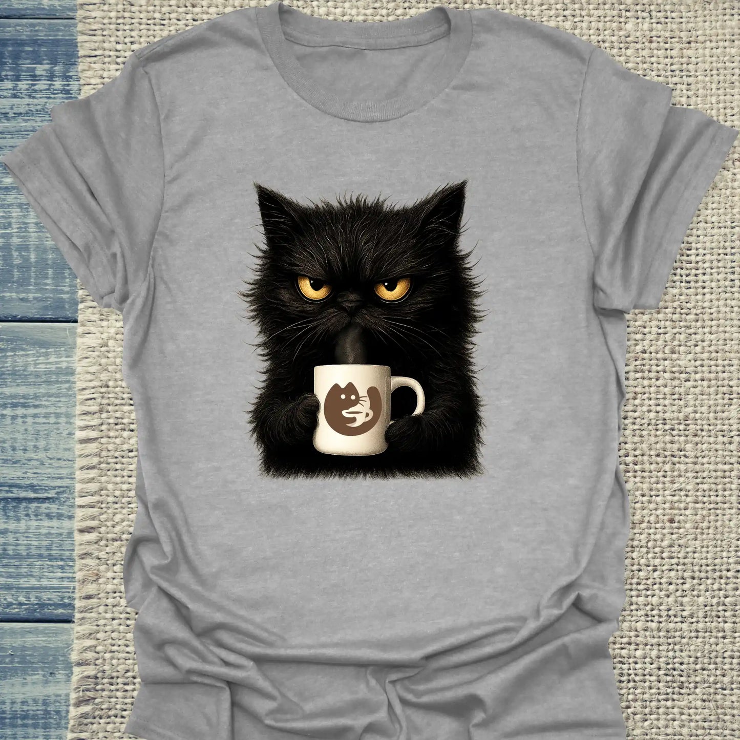 T-Shirt - KaffeeMiau Katze - Unisex - Katze & Kaffee, KaffeeMiau Grau