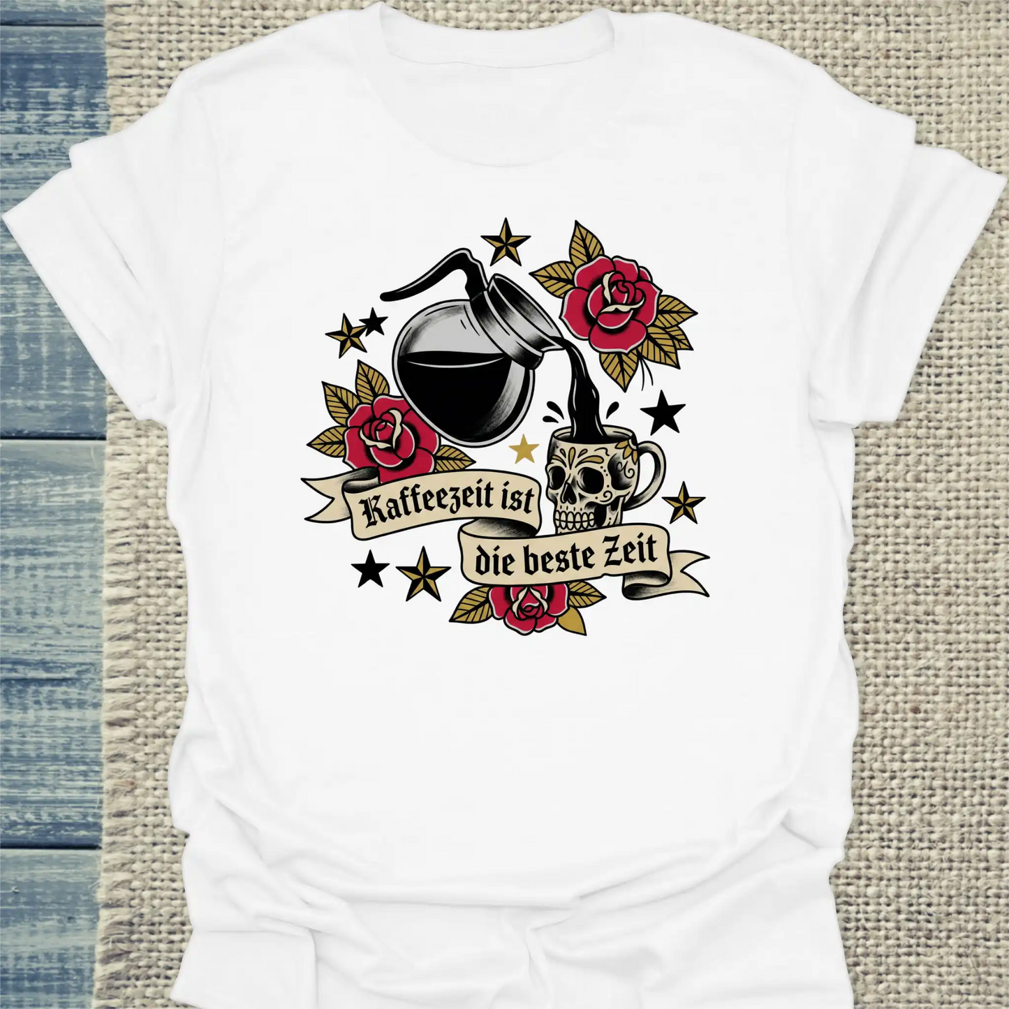 T-Shirt - Kaffeezeit ist die beste Zeit - Unisex - Kaffee Weiß