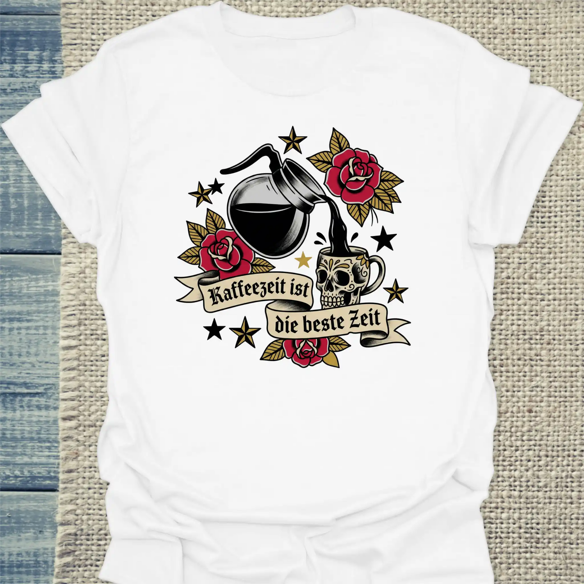 T-Shirt - Kaffeezeit ist die beste Zeit - Unisex - Kaffee Weiß