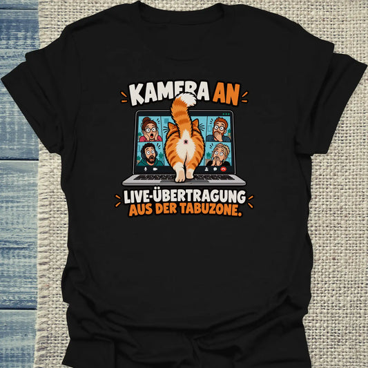 T-Shirt - Kamera an - Unisex - Katze Schwarz