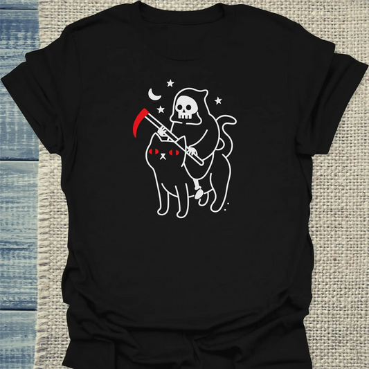 T-Shirt - Katze des Tod - Unisex - Katze, Halloween Schwarz