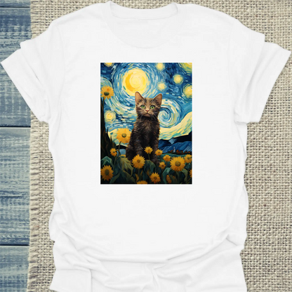 T-Shirt - Katze Gogh - Unisex - Katze Weiß