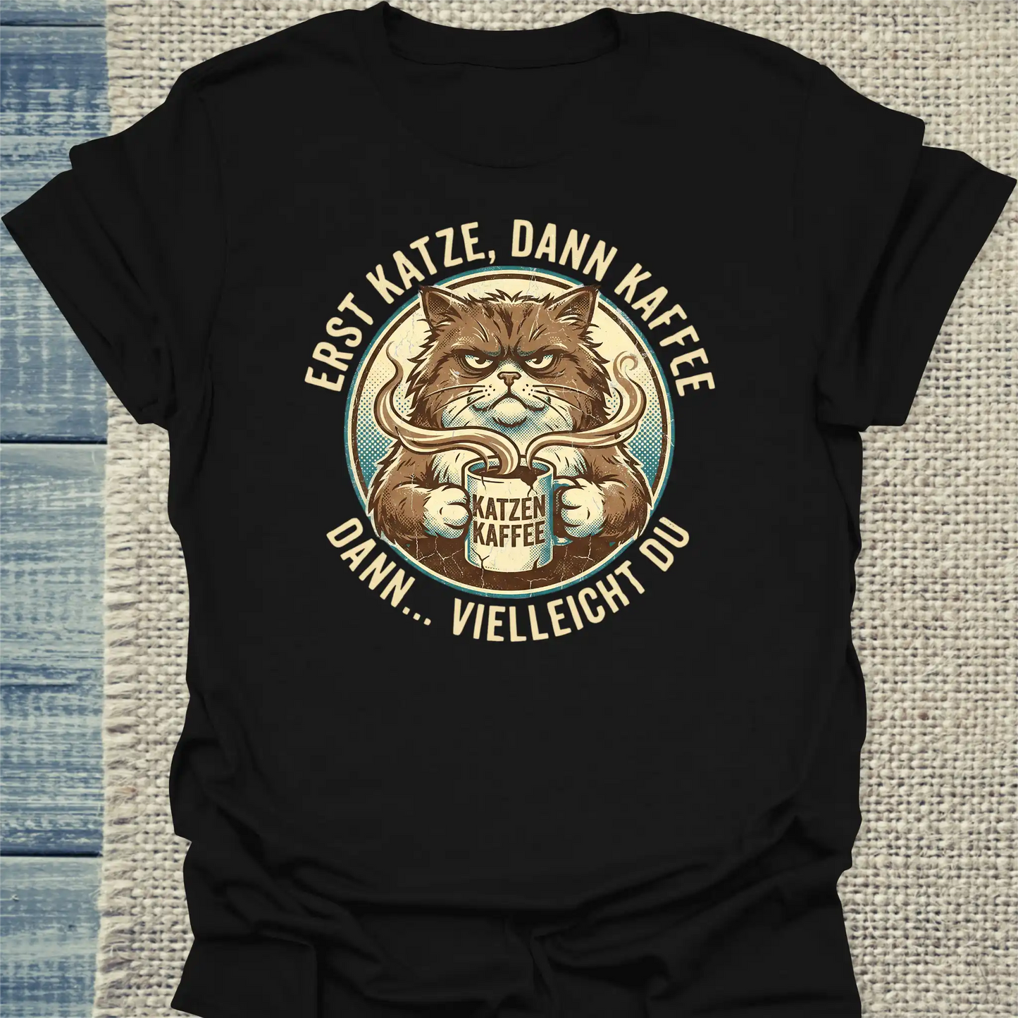 T-Shirt - Katze Kaffee Du - Unisex - Katze & Kaffee Schwarz