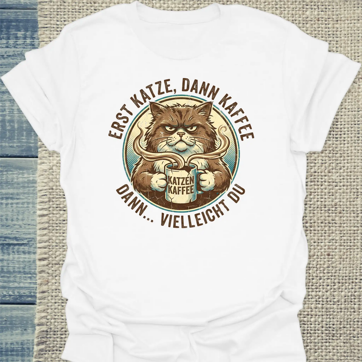 T-Shirt - Katze Kaffee Du - Unisex - Katze & Kaffee Weiß