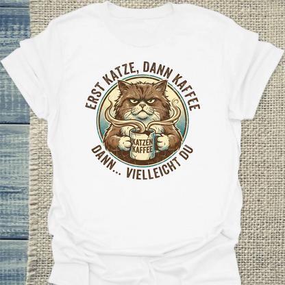 T-Shirt - Katze Kaffee Du - Unisex - Katze & Kaffee Weiß