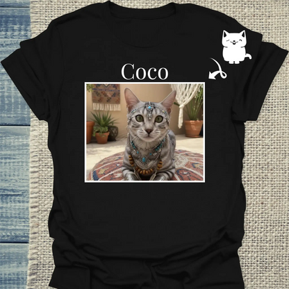 T-Shirt - Katze und Name - Unisex - Katze, Personalisiert Schwarz