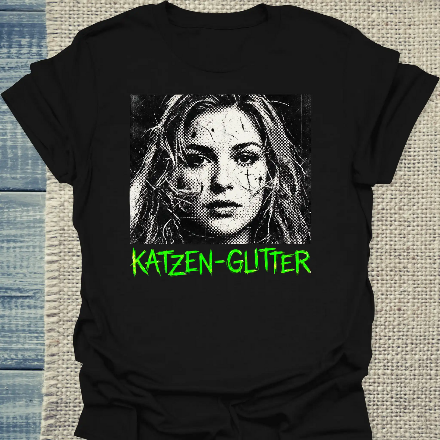 T-Shirt - Katzen-Glitter - Unisex - Katze Schwarz
