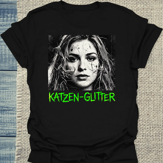 T-Shirt - Katzen-Glitter - Unisex - Katze Schwarz