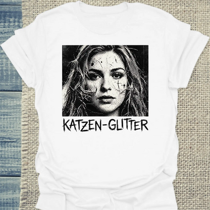 T-Shirt - Katzen-Glitter - Unisex - Katze Weiß
