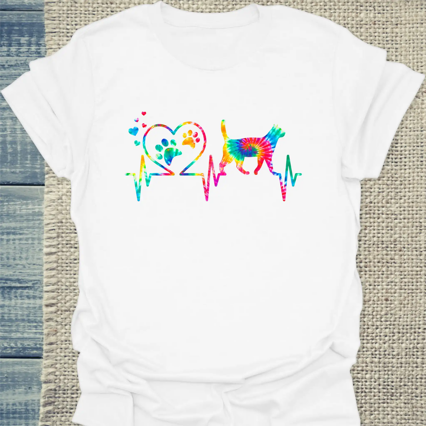 T-Shirt - Katzen Herzschlag - Unisex - Katze Weiß