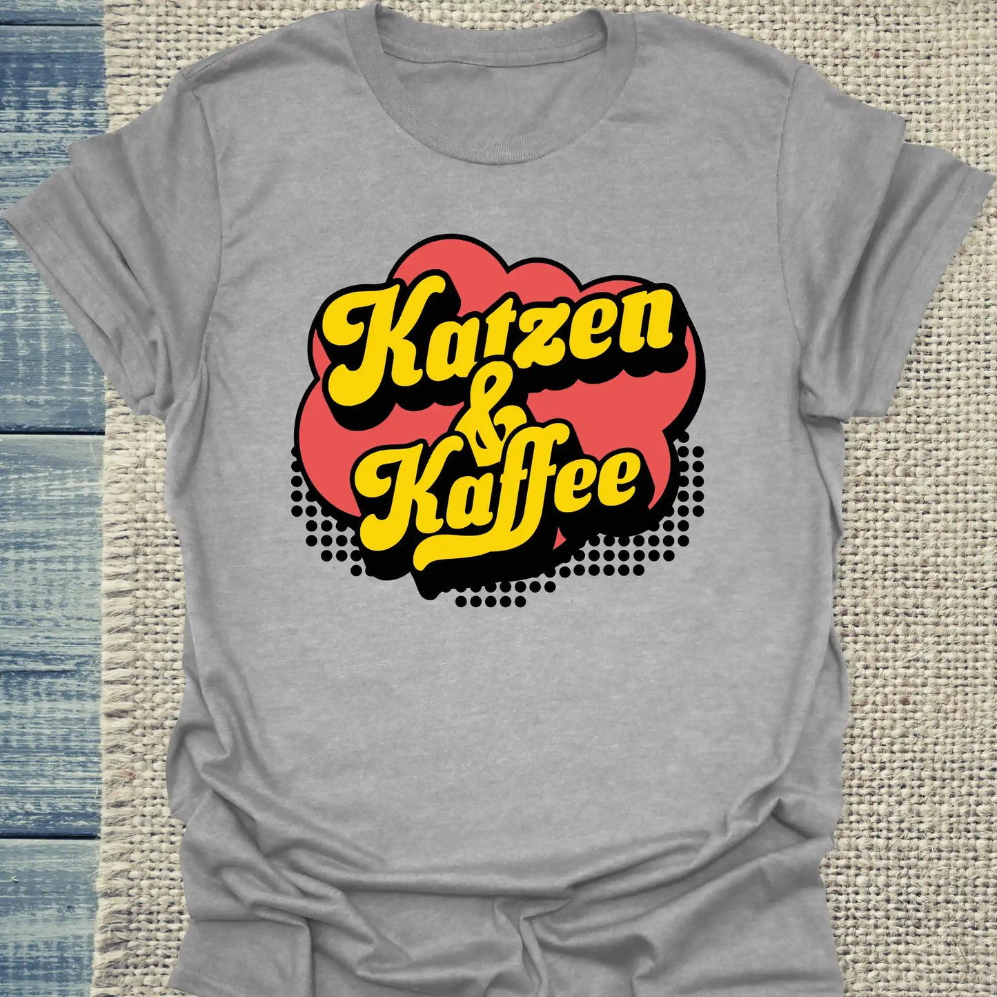 T-Shirt - Katzen & Kaffee - Retro - Unisex - Katze & Kaffee Grau