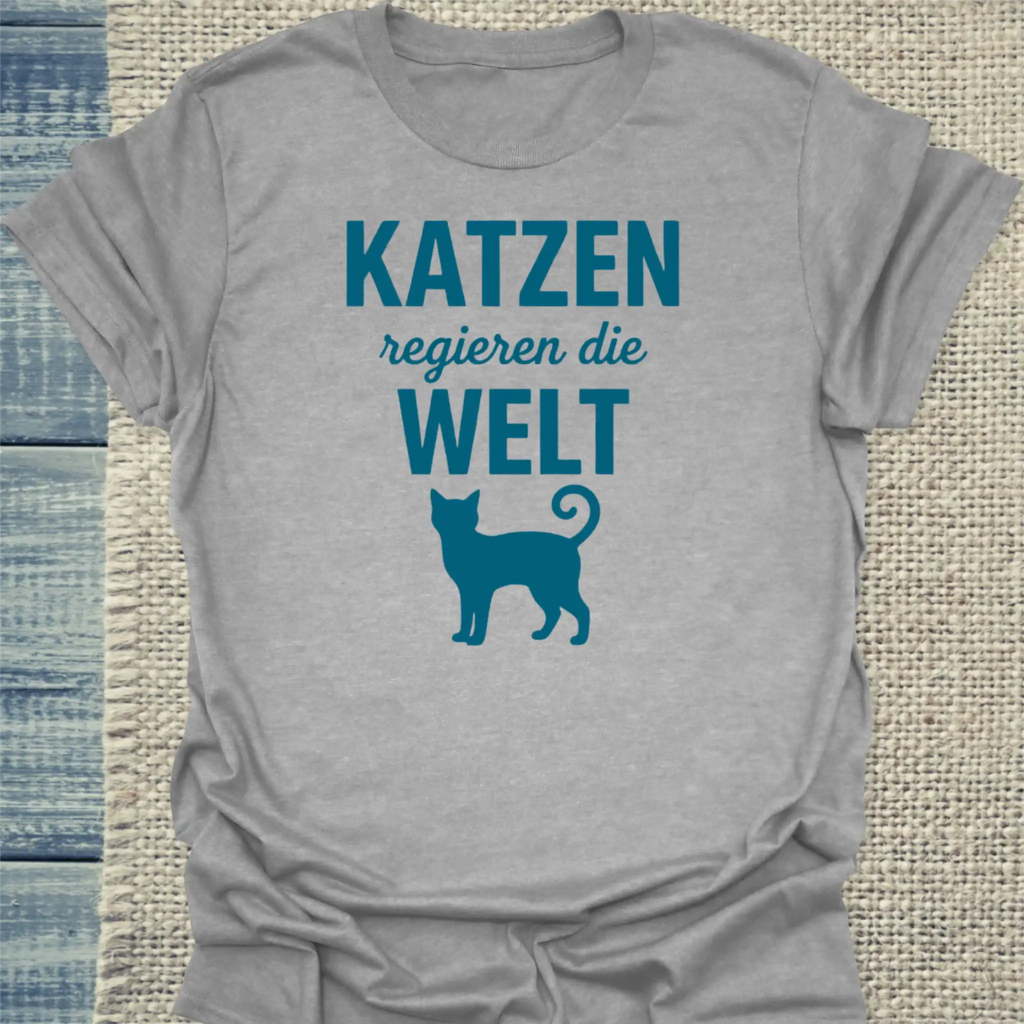 T-Shirt - Katzen regieren die Welt - Unisex - Katze Grau
