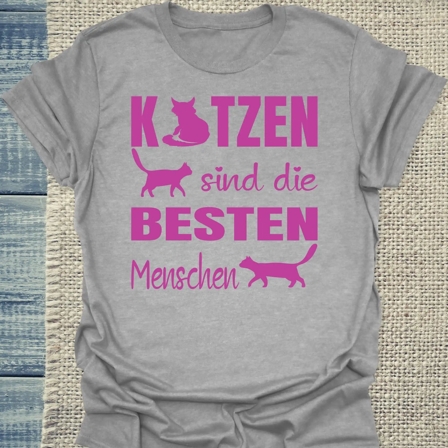T-Shirt - Katzen sind die besten Menschen - Unisex - Katze Grau