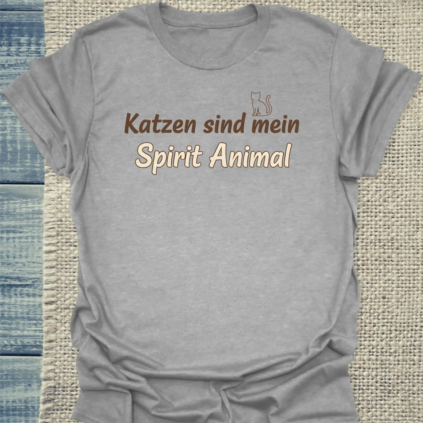 T-Shirt - Katzen sind mein Spirit Animal - Simple - Unisex - Katze Grau