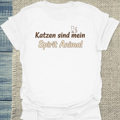 T-Shirt - Katzen sind mein Spirit Animal - Simple - Unisex - Katze Weiß