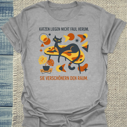 T-Shirt - Katzen verschönern den Raum - Unisex - Katze Grau