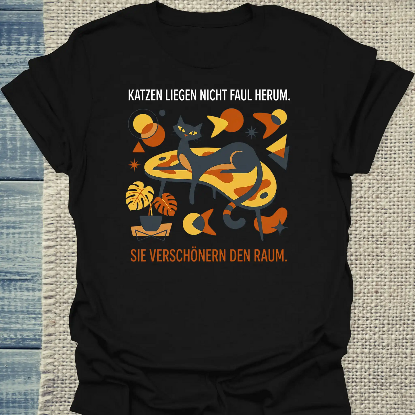 T-Shirt - Katzen verschönern den Raum - Unisex - Katze Schwarz