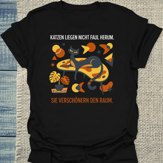 T-Shirt - Katzen verschönern den Raum - Unisex - Katze Schwarz