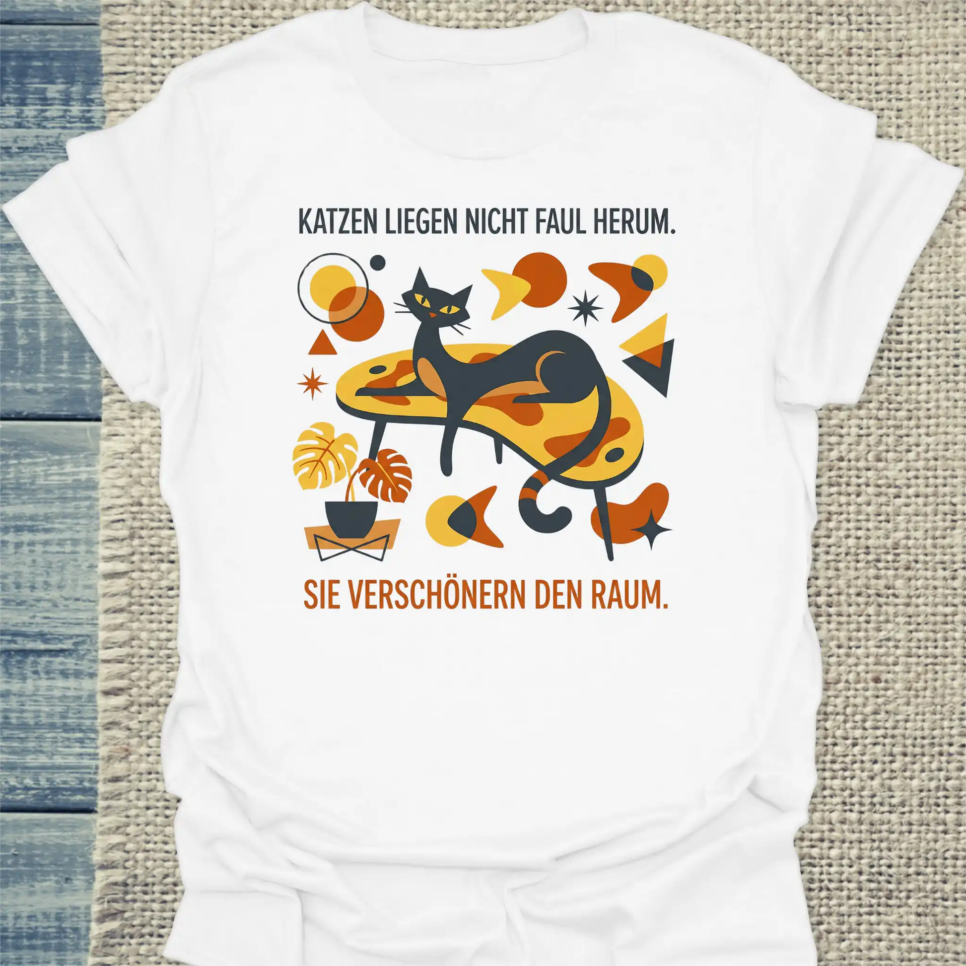 T-Shirt - Katzen verschönern den Raum - Unisex - Katze Weiß