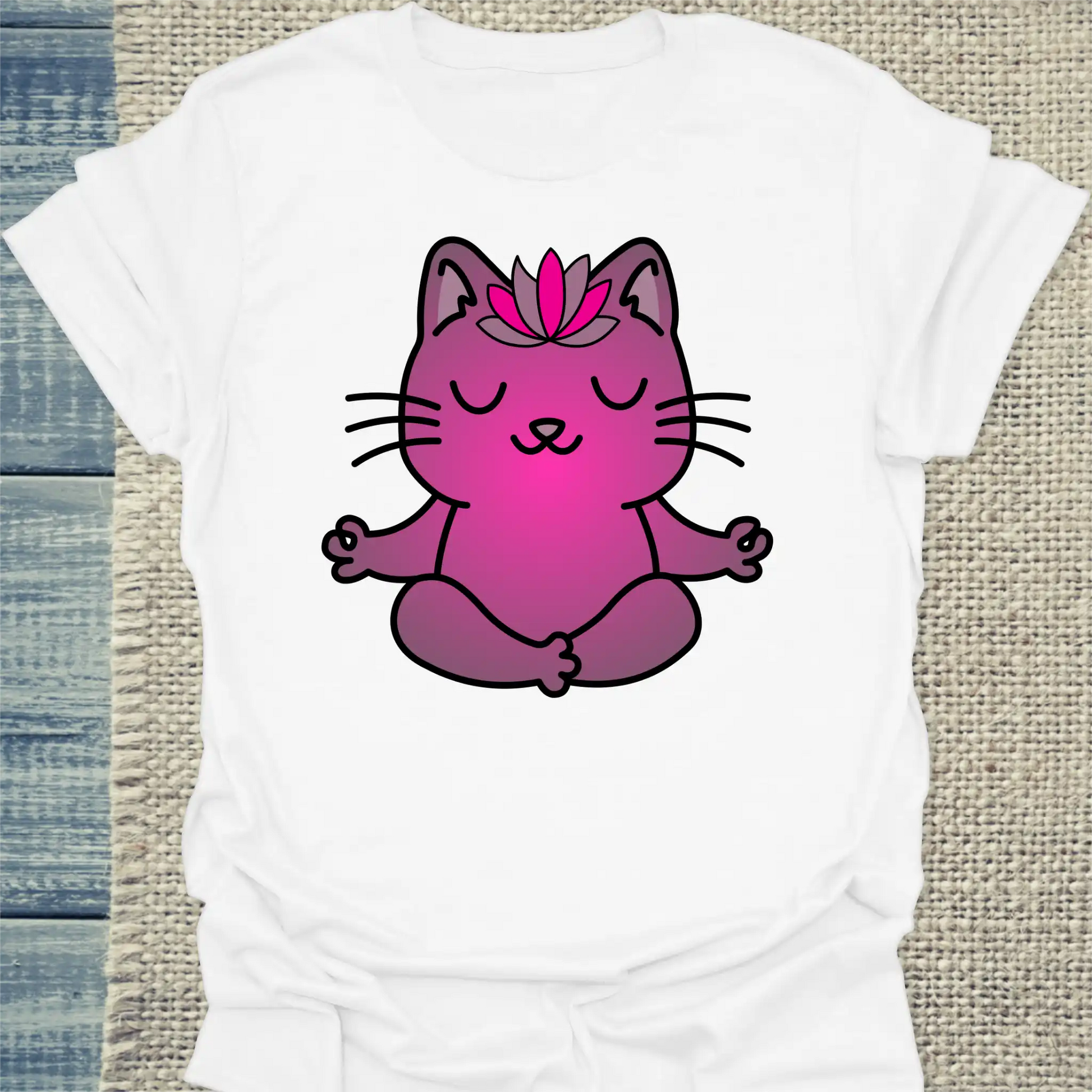 T-Shirt - Katzen-Yoga - Unisex - Katze Weiß
