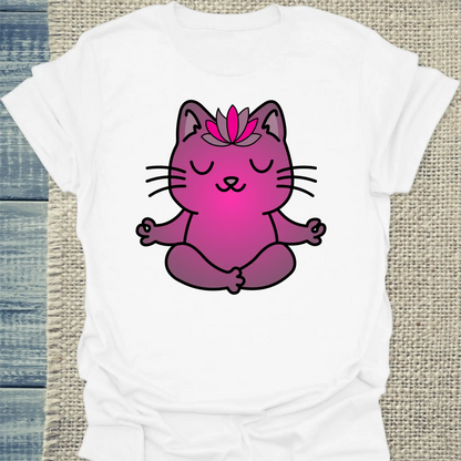 T-Shirt - Katzen-Yoga - Unisex - Katze Weiß