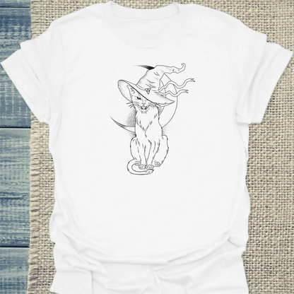 T-Shirt - Katzenhexe - Unisex - Katze, Halloween Weiß