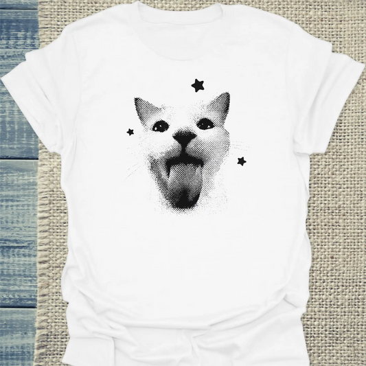 T-Shirt - Katzenzunge - Unisex - Katze Weiß