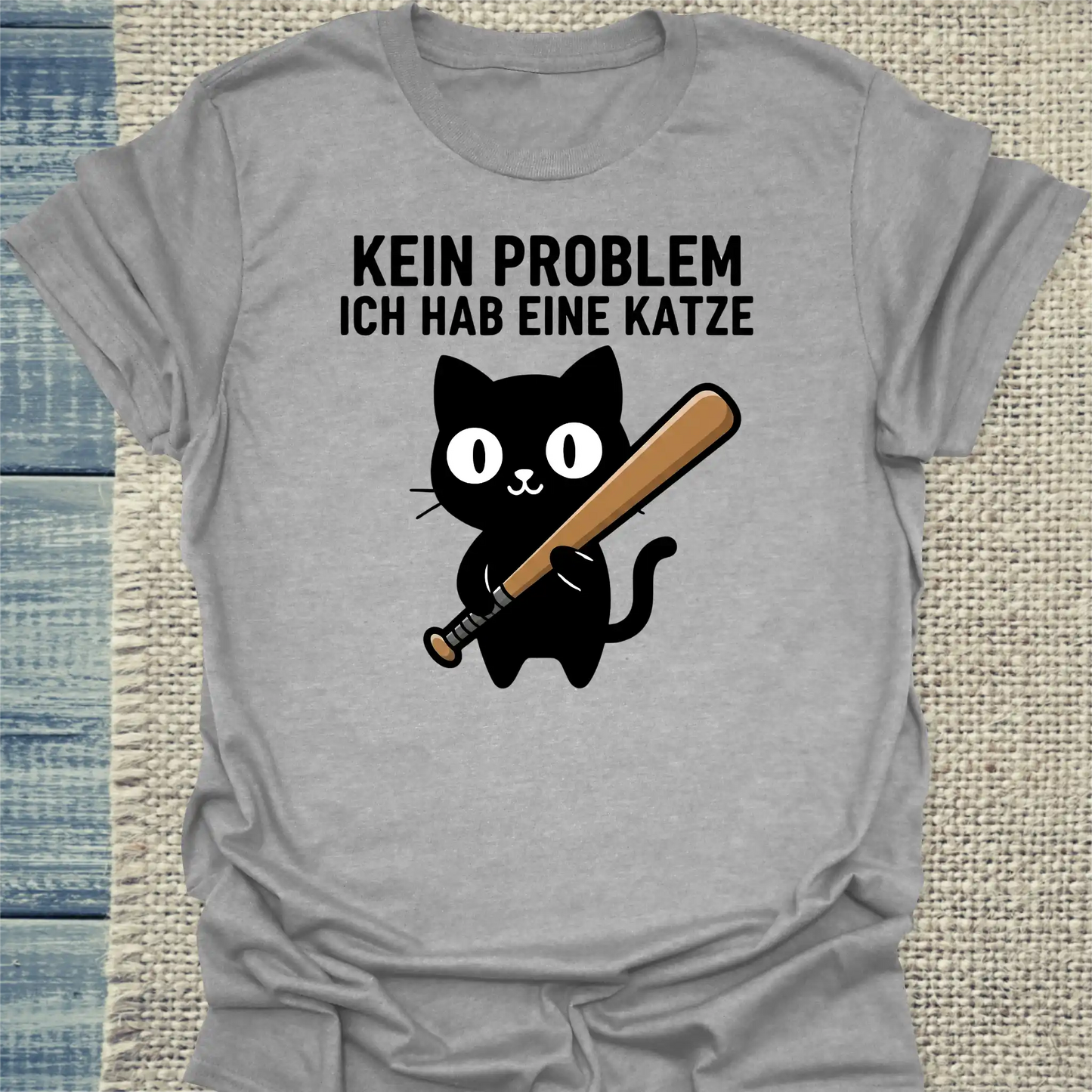 T-Shirt - Kein Problem - Habe Katze - Unisex - Katze Grau
