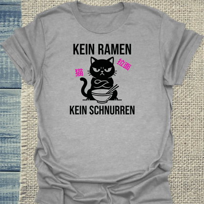 T-Shirt - Kein Ramen - Unisex - Katze, Ramen Grau