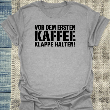T-Shirt - Klappe halten - Unisex - Katze & Kaffee Grau