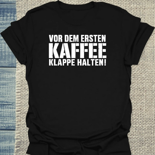 T-Shirt - Klappe halten - Unisex - Katze & Kaffee Schwarz