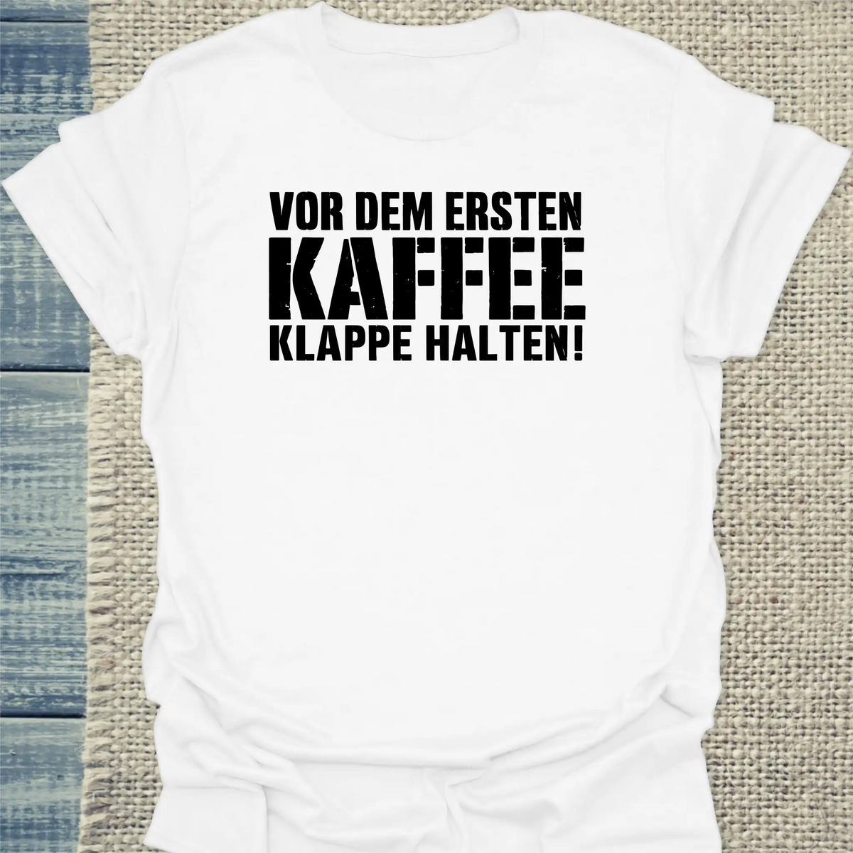 T-Shirt - Klappe halten - Unisex - Katze & Kaffee Weiß