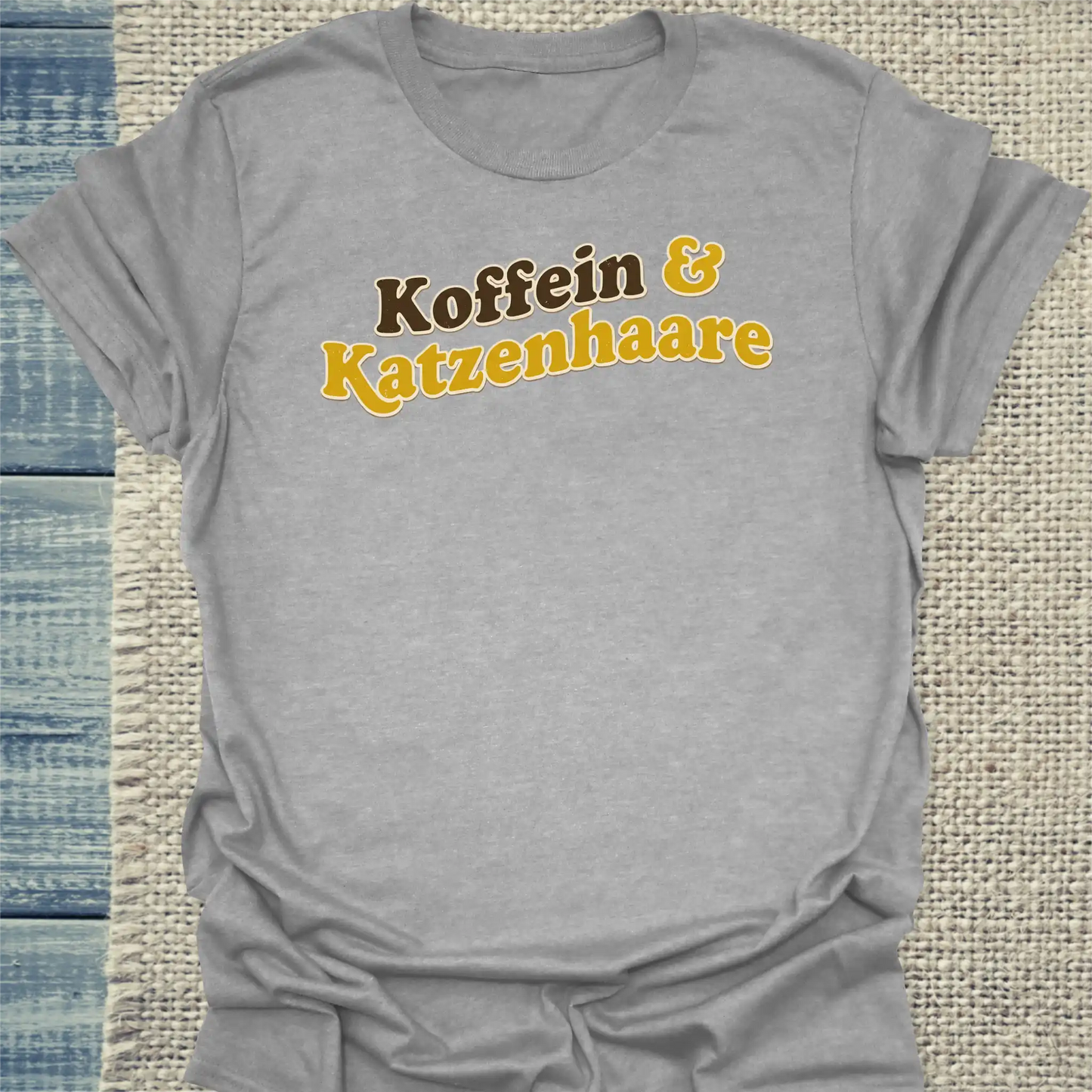 T-Shirt - Koffein & Katzenhaare - Unisex - Katze & Kaffee Grau