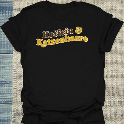 T-Shirt - Koffein & Katzenhaare - Unisex - Katze & Kaffee Schwarz