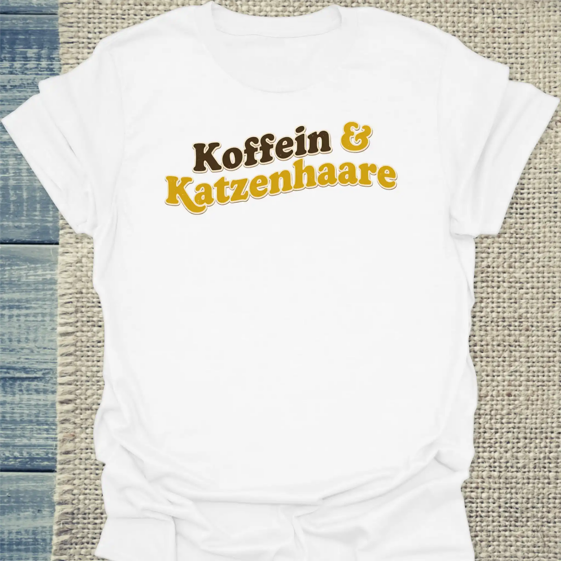 T-Shirt - Koffein & Katzenhaare - Unisex - Katze & Kaffee Weiß