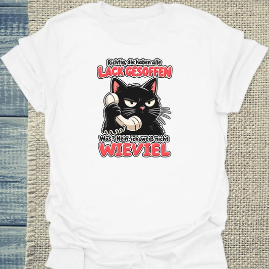 T-Shirt - Lack gesoffen - Unisex - Katze Weiß