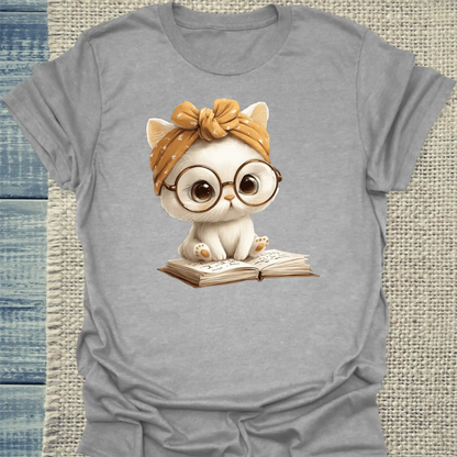T-Shirt - Lesekatze - Unisex - Katze Grau