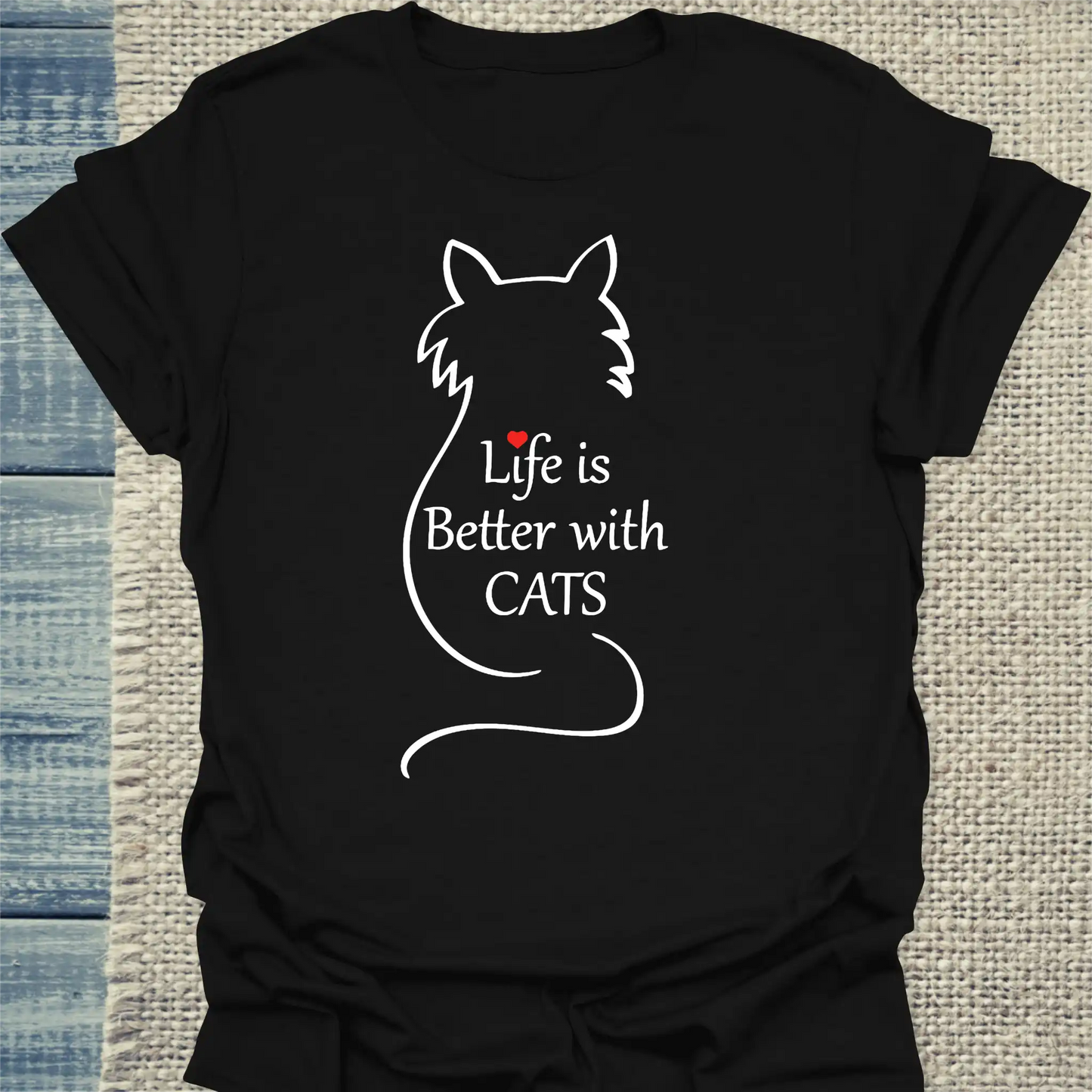 T-Shirt - Live is better with cats - Unisex - Katze Schwarz