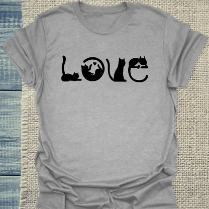 T-Shirt - Love - Katzen - Unisex - Katze Grau