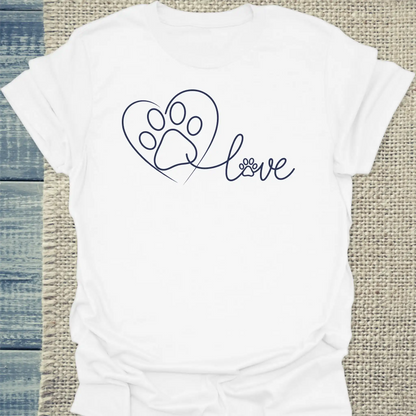 T-Shirt - Love - Pfote - Unisex - Katze Weiß